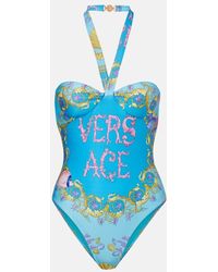 Versace - Banador Estampado Con Cuello Halter - Lyst