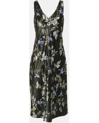 Vince - Bedrucktes Midikleid Aus Satin - Lyst