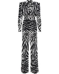 Dolce & Gabbana Jumpsuit aus Jersey Zebraprint in Weiß Damen Bekleidung Jumpsuits und Overalls Lange Jumpsuits und Overalls 