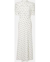 Alessandra Rich - Polka-Dot Silk Midi Dress - Lyst