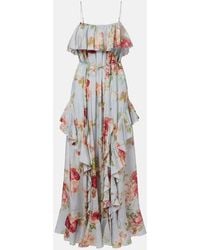 Zimmermann - Roselight Floral Ruffled Silk Maxi Dress - Lyst