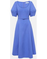Oscar de la Renta - Puff-Sleeve Wool-Blend Midi Dress - Lyst