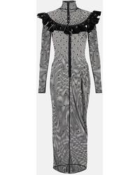 Alessandra Rich - Embellished Mesh Midi Dress - Lyst