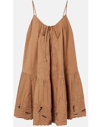 Juliet Dunn - Embroidered Cotton Minidress - Lyst