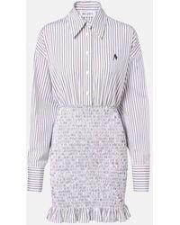 The Attico - Striped Ruched Cotton Shirt Dress - Lyst