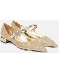 Jimmy Choo - Bing Embellished Glitter Mary Jane Flats - Lyst