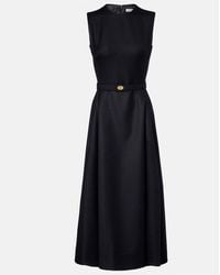 Burberry - Prince Of Wales Check Wool Midi Dress - Lyst
