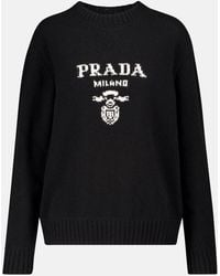 Prada - Intarsien-Pullover Mit Logo - Lyst
