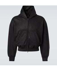 Balenciaga - Cotton Jersey Zip-Up Hoodie - Lyst