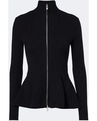 Alaïa - Peplum Wool-Blend Zip-Up Cardigan - Lyst