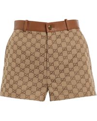 Gucci Shorts in misto cotone GG e pelle - Multicolore