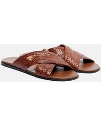 Prada - Woven Leather Slides - Lyst