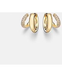 Sydney Evan - Tri-Link 14Kt Huggie Earrings With Diamonds - Lyst