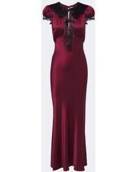 Rodarte - Lace-Trimmed Silk Satin Midi Dress - Lyst