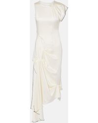 Victoria Beckham - Gathered Draped Satin Midi Dress - Lyst