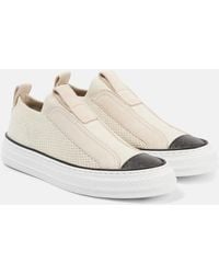 Brunello Cucinelli - Suede-Trimmed Canvas Sneakers - Lyst