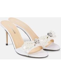 Mach & Mach - Double Bow 85 Embellished Satin Mules - Lyst