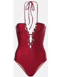 Adriana Degreas - Beaded Halterneck Swimsuit - Lyst