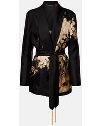 Max Mara - Tunica Printed Silk Twill Wrap Cardigan - Lyst