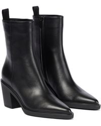 Gianvito Rossi Dylan Leather Ankle Boots - Black