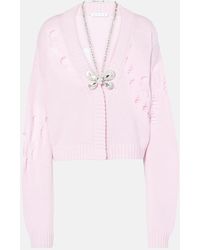 Area - Embellished Cotton And Cashmere Cardigan - Lyst