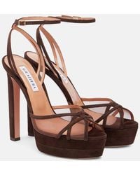 Aquazzura - Shear Plateau 130 Suede Platform Sandals - Lyst