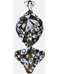 PUCCI - Occhi Cutout Halterneck Swimsuit - Lyst