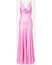 Rodarte - Floral-Applique Silk Twill Gown - Lyst