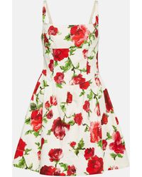 Carolina Herrera - Floral Cotton-blend Minidress - Lyst