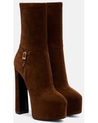 Saint Laurent - Nico 155 Suede Platform Ankle Boots - Lyst