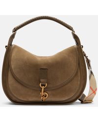 Burberry - Schultertasche Aus Veloursleder - Lyst