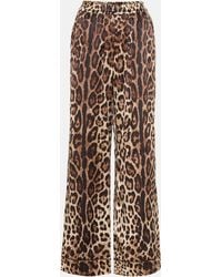 Dolce & Gabbana - Leopard-Print Satin Pajama Pants - Lyst