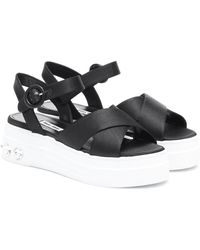 Miu Miu Sandales à plateforme à ornements - Noir