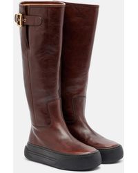 Chloé - Delia Leather Knee-High Boots - Lyst