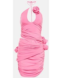 Magda Butrym - Neckholder-minikleid aus stretch-jersey mit floralen applikationen und cut-outs - Lyst