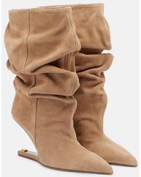 Balmain - Ankle Boots No-Wedge Aus Veloursleder - Lyst