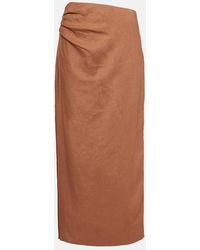 SIR. - Asymmetric Ruched Linen Midi Skirt - Lyst
