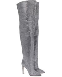Paris Texas Holly Embellished Over-the-knee Boots - Grey