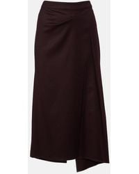 Victoria Beckham - Draped Virgin Wool Midi Skirt - Lyst