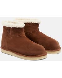 Miu Miu - Shearling-Lined Suede Ankle Boots - Lyst