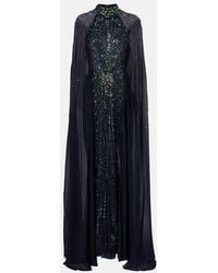 Jenny Packham - Thea Caped Sequined Gown - Lyst