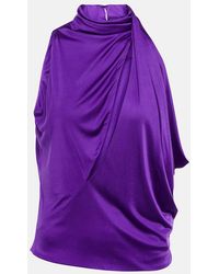 Versace - Top A Col Roule En Satin - Lyst