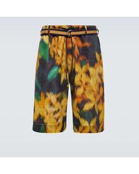 Dries Van Noten - Printed Layered Bermuda Shorts - Lyst