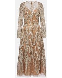 Elie Saab - Abito Midi Con Ricamo - Lyst