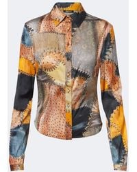 Roberto Cavalli - Trompe L'Oil Silk Shirt - Lyst