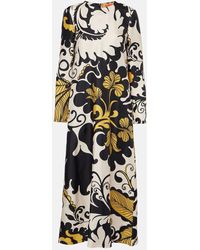 La DoubleJ - Swing Printed Silk Twill Midi Dress - Lyst