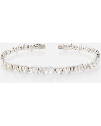 Suzanne Kalan - Classic 18kt White Gold Bangle With Diamonds - Lyst