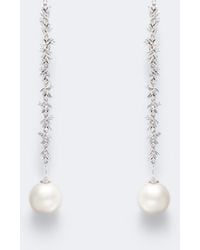 Suzanne Kalan - 18Kt Drop Earrings With Diamonds And Pearls - Lyst