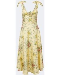 Rodarte - Floral Silk Twill Midi Dress - Lyst