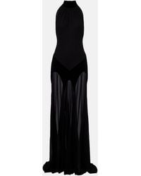 McQueen - Velvet-Trimmed Silk Georgette Gown - Lyst